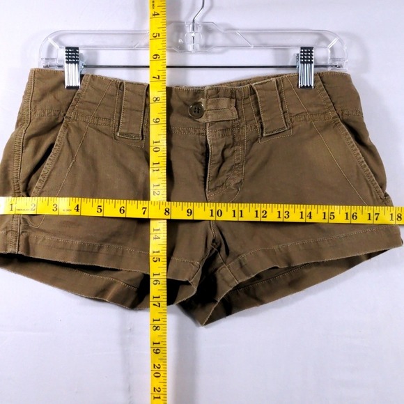Vtg American Eagle Womens 2 Cargo Shorts Cotton Khaki Brown Low Rise Utility Y2K - Picture 7 of 14